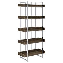 5-shelf Bookcase Walnut and Chrome