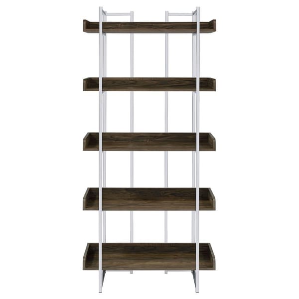 5-shelf Bookcase Walnut and Chrome