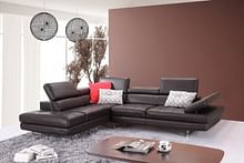 Italian Leather Sectional in Coffee