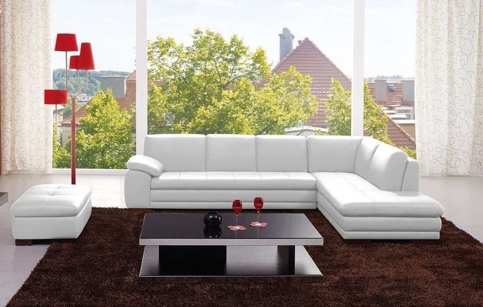 Italian Leather Sectional in White