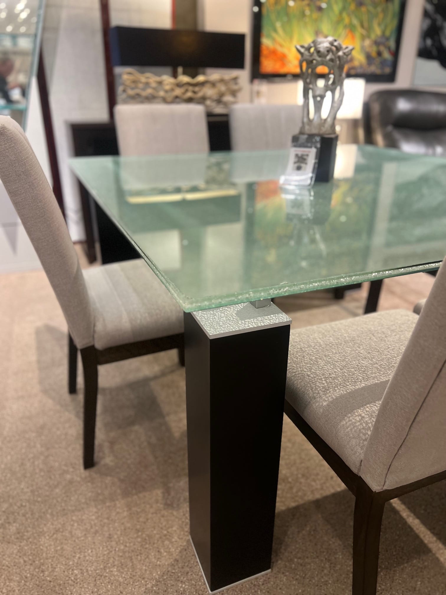 Dining Room Dining Sets Tiffany Crackled Glass Dining 7 PC Set at