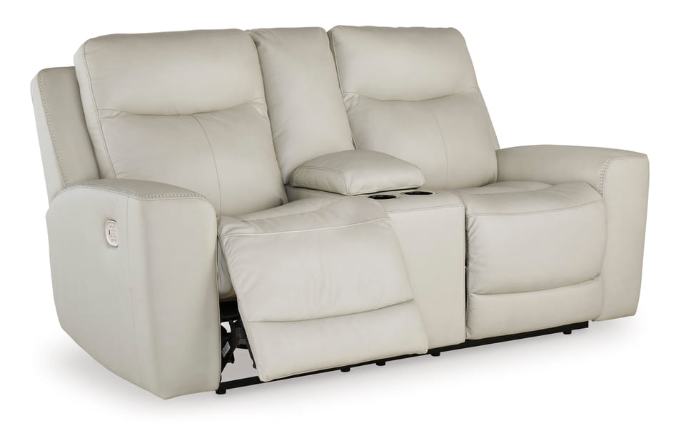 Mindanao Power Reclining Loveseat in Beige Leather