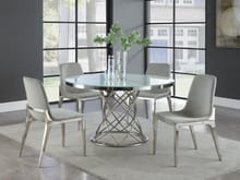Erin 5 PC Round Glass Top Dining Set