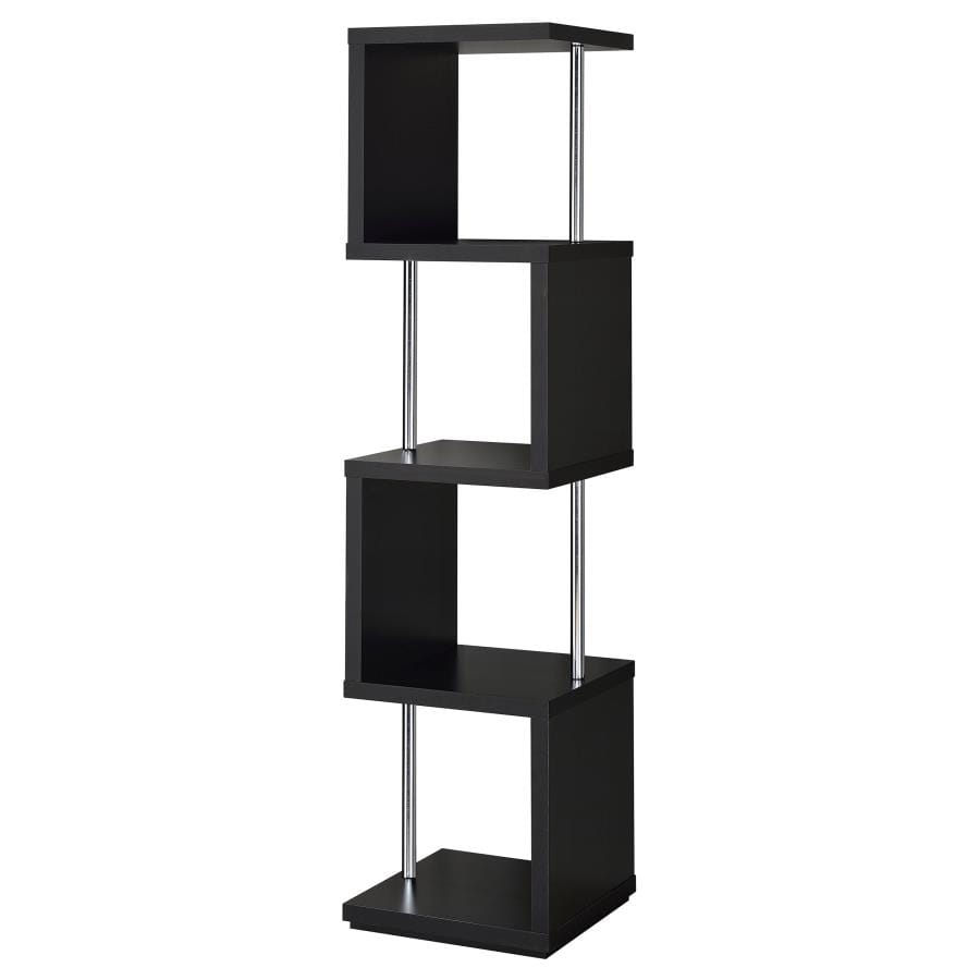 Boston 4-shelf Bookcase Black and Chrome