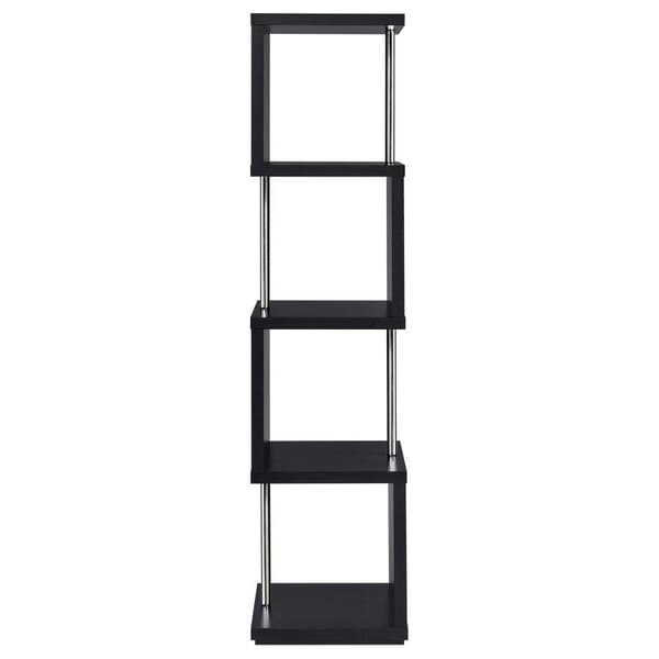Boston 4-shelf Bookcase Black and Chrome