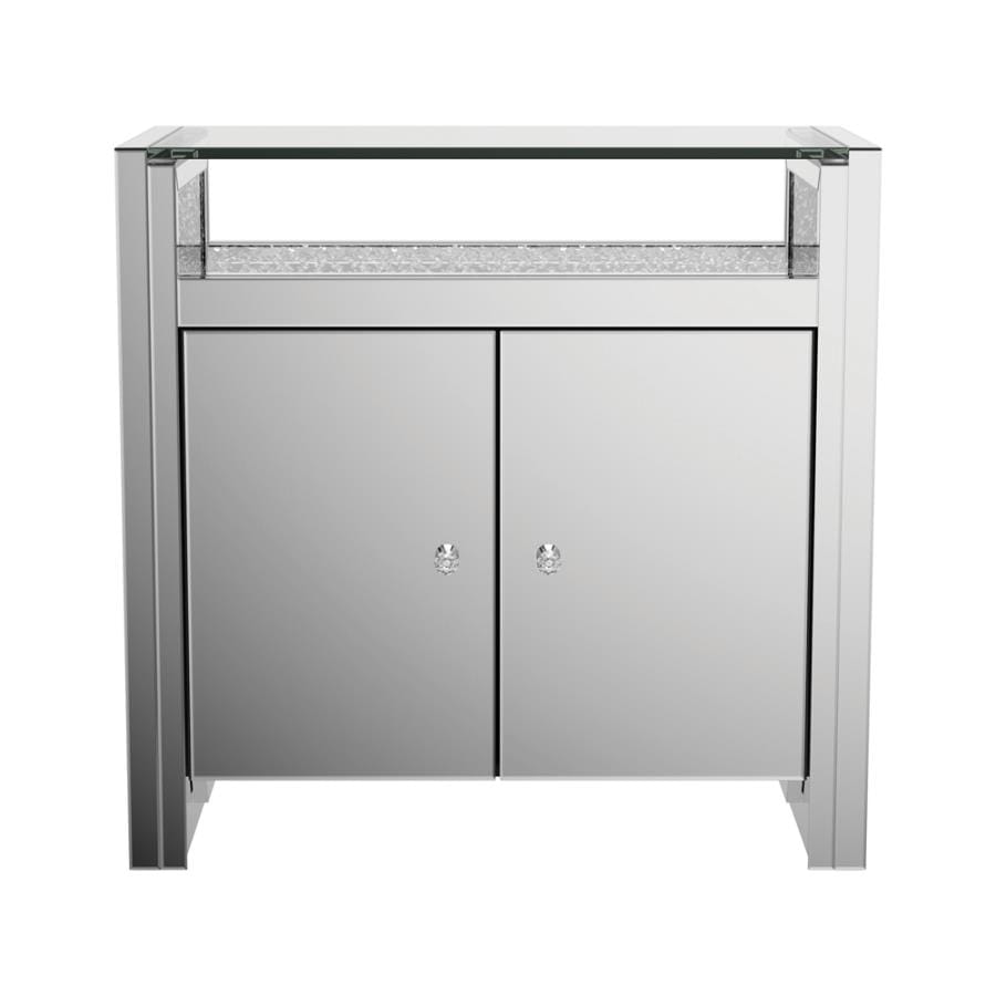 Baltimore Accent Cabinet Clear Mirror and Silver