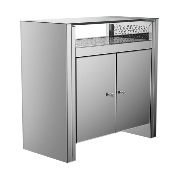 Baltimore Accent Cabinet Clear Mirror and Silver