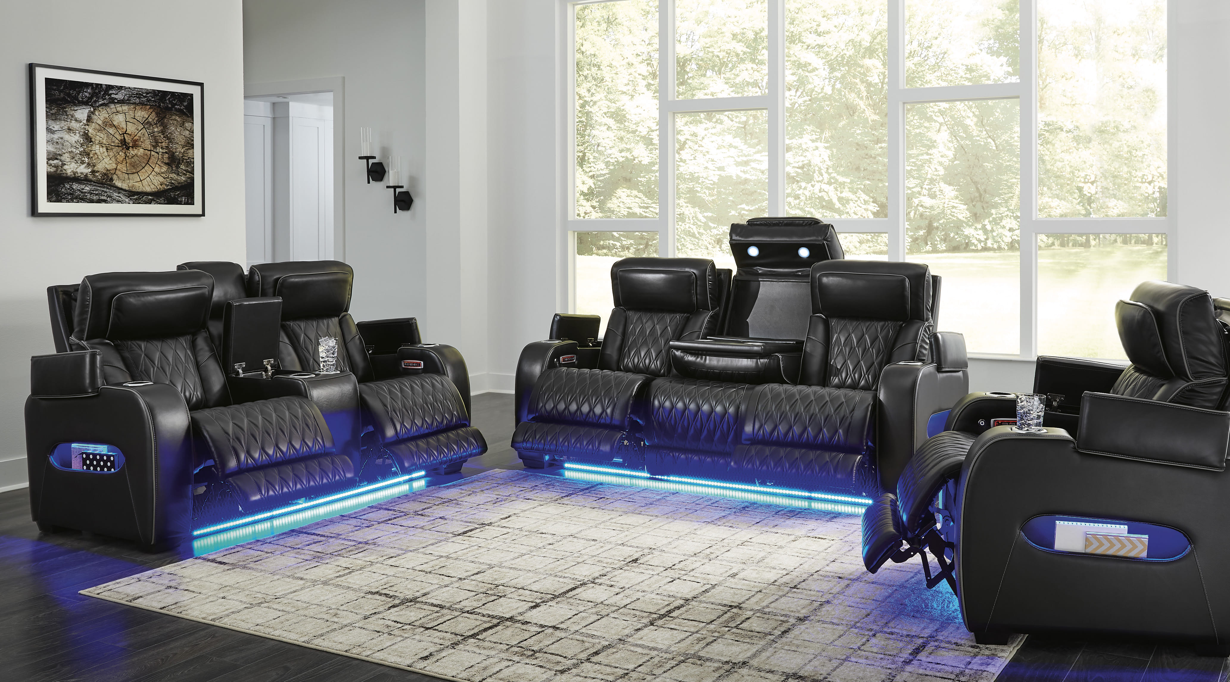 Birmingham Power Recliner 2 Pc set SOFA AND LOVESEAT WITH LIGHT, MASSAGE AND HEAT