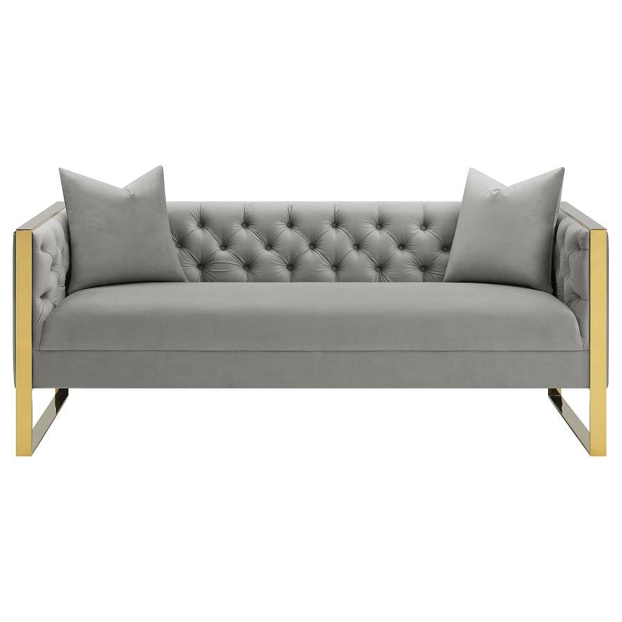 Enterprise Tufted Velvet Sofa in Grey