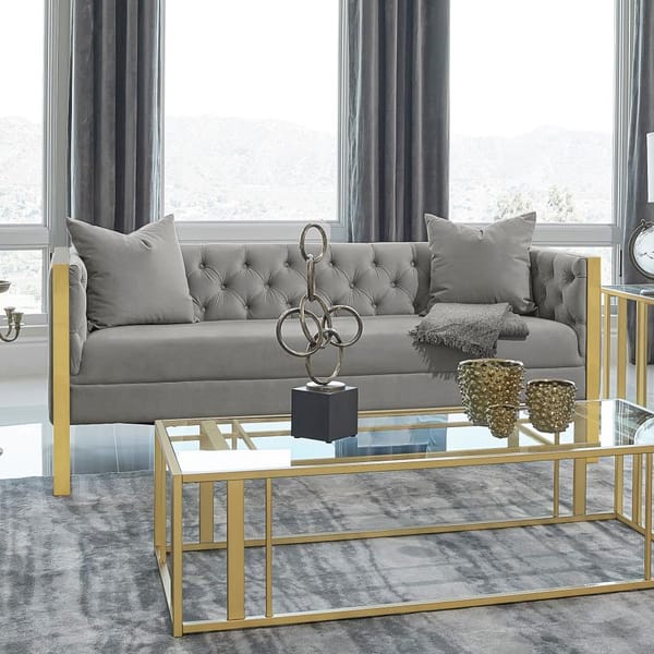 Enterprise Tufted Velvet Sofa in Grey
