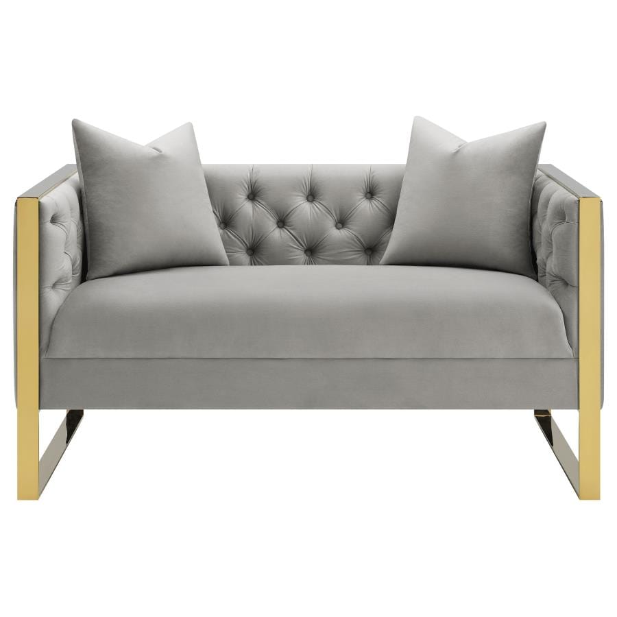 Enterprise Tufted Velvet Loveseat in Grey