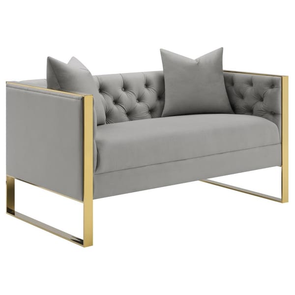Enterprise Tufted Velvet Loveseat in Grey