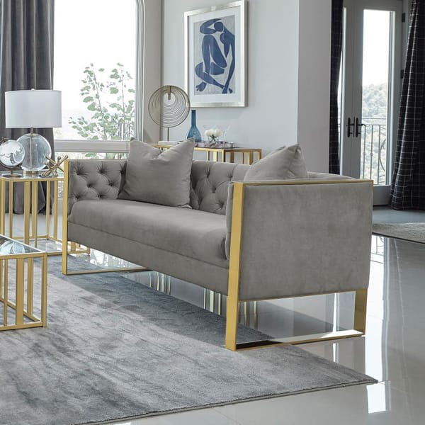 Enterprise Tufted Velvet Loveseat in Grey