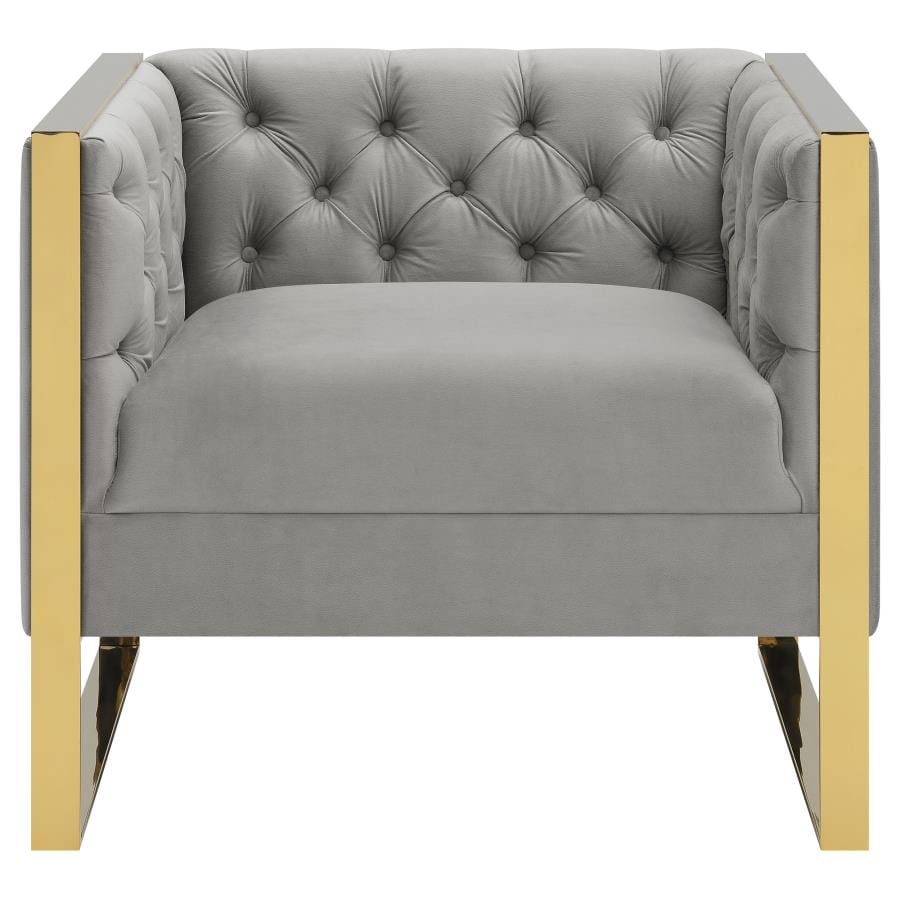 Enterprise Tufted Velvet Chair in Grey