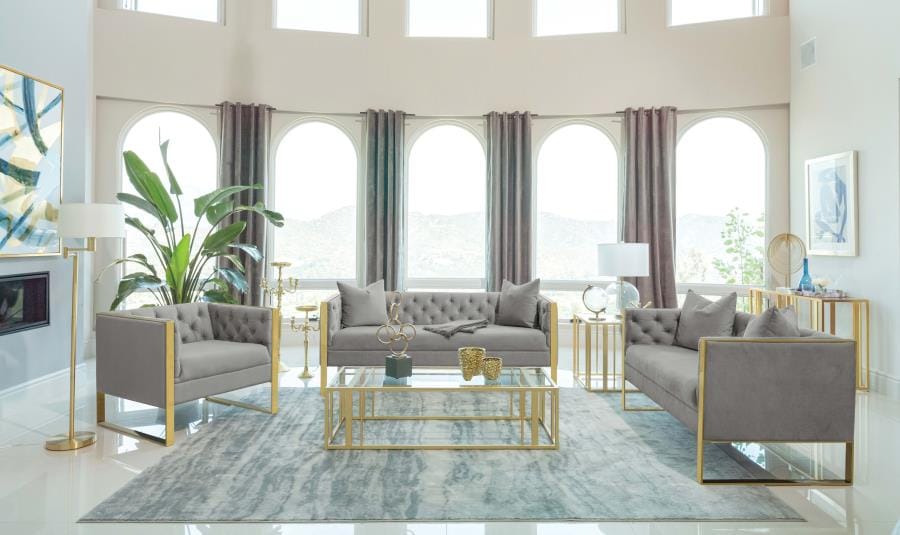 Enterprise Tufted Velvet 2 Pc Set in Grey