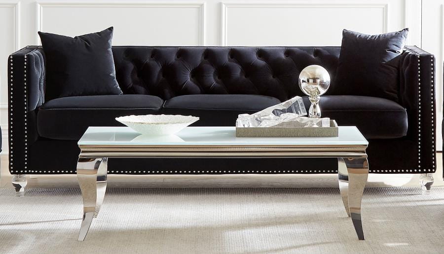Dothan Tufted Sofa in Black Velvet