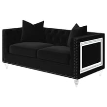 Dothan Velvet Tufted Loveseat in Black
