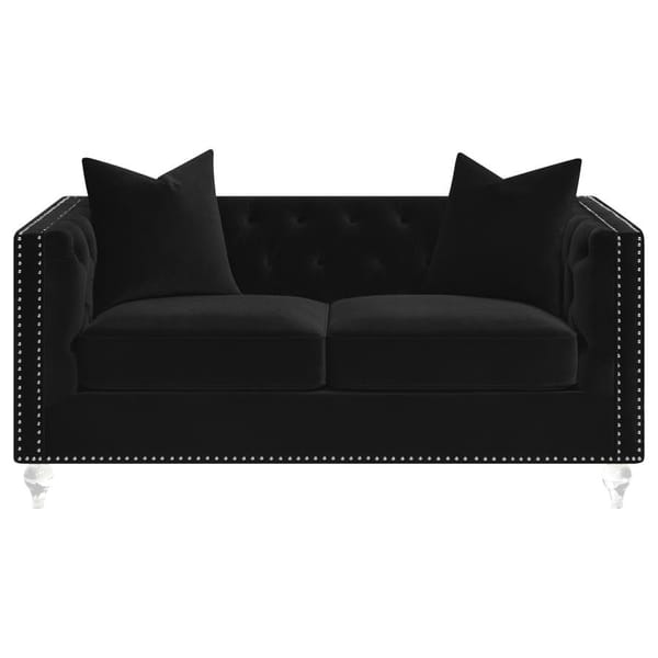 Dothan Velvet Tufted Loveseat in Black
