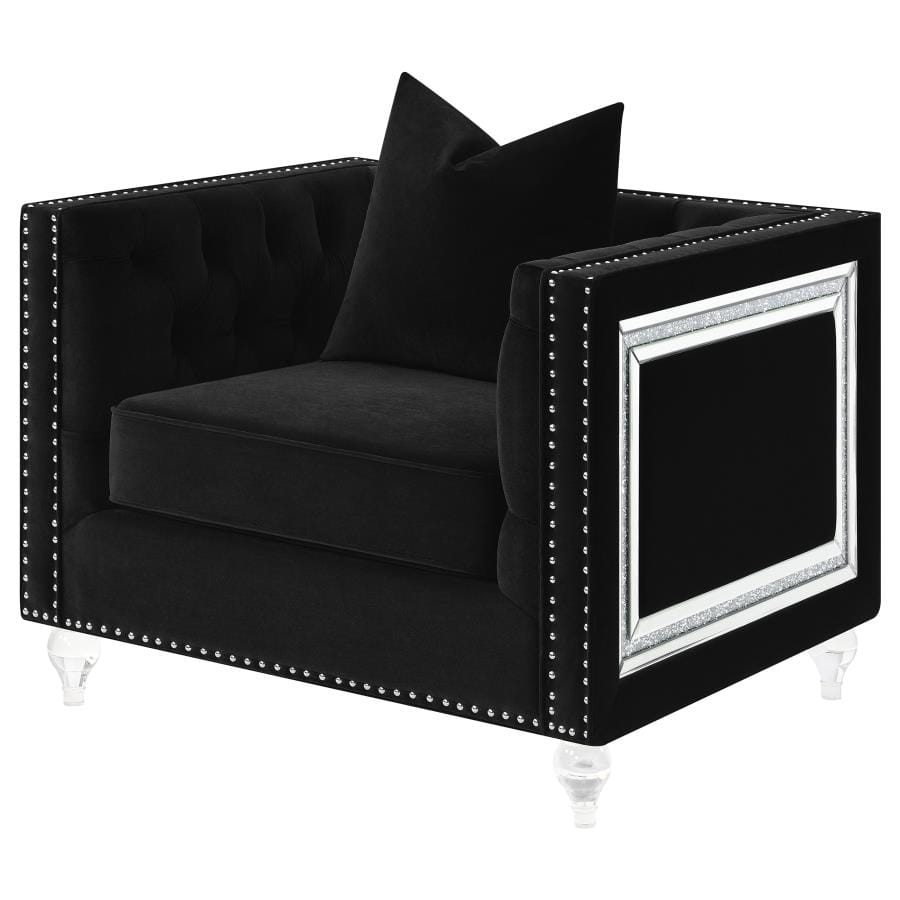 Dothan Velvet Tufted Chair in Black