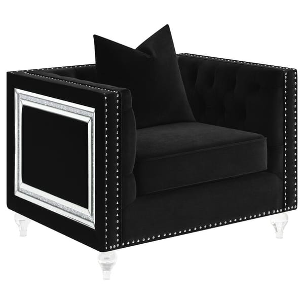 Dothan Velvet Tufted Chair in Black