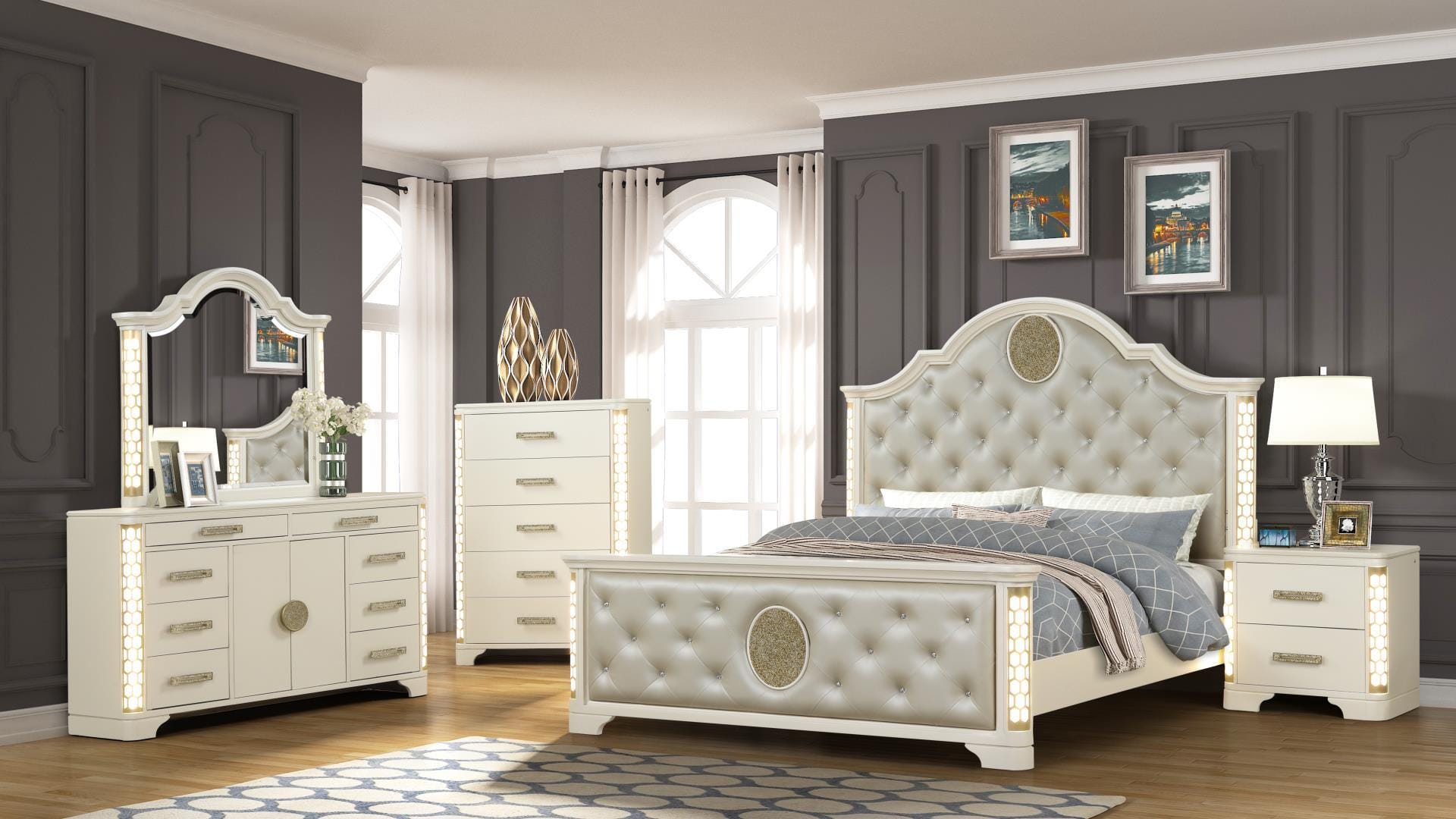Jasmine King 5 PC LED Bedroom Set