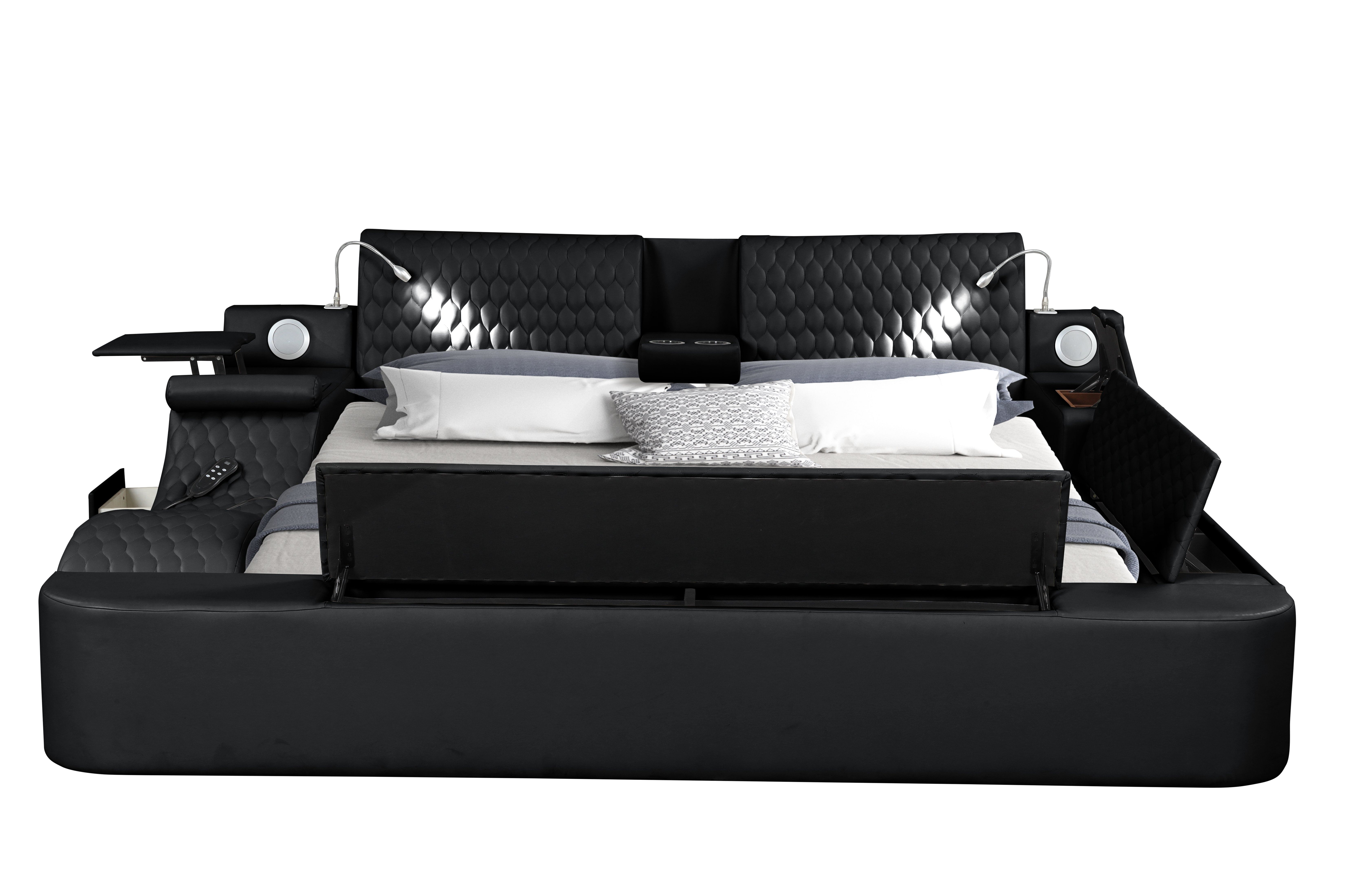 Bedroom Beds Zoya Smart Multifunctional Queen Size Bed in Black at ...