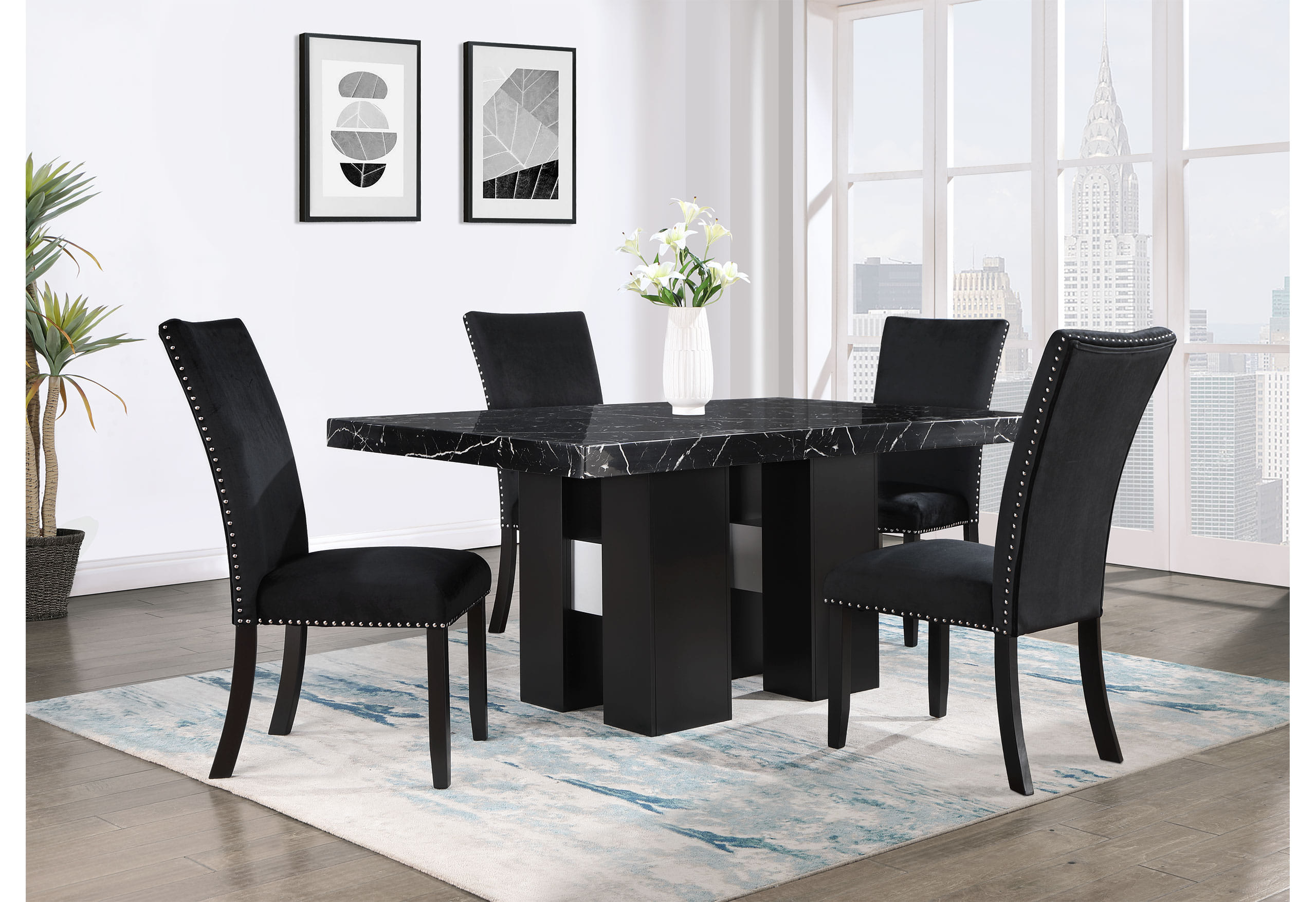 Ajo 5 Pc Dining Set in Black