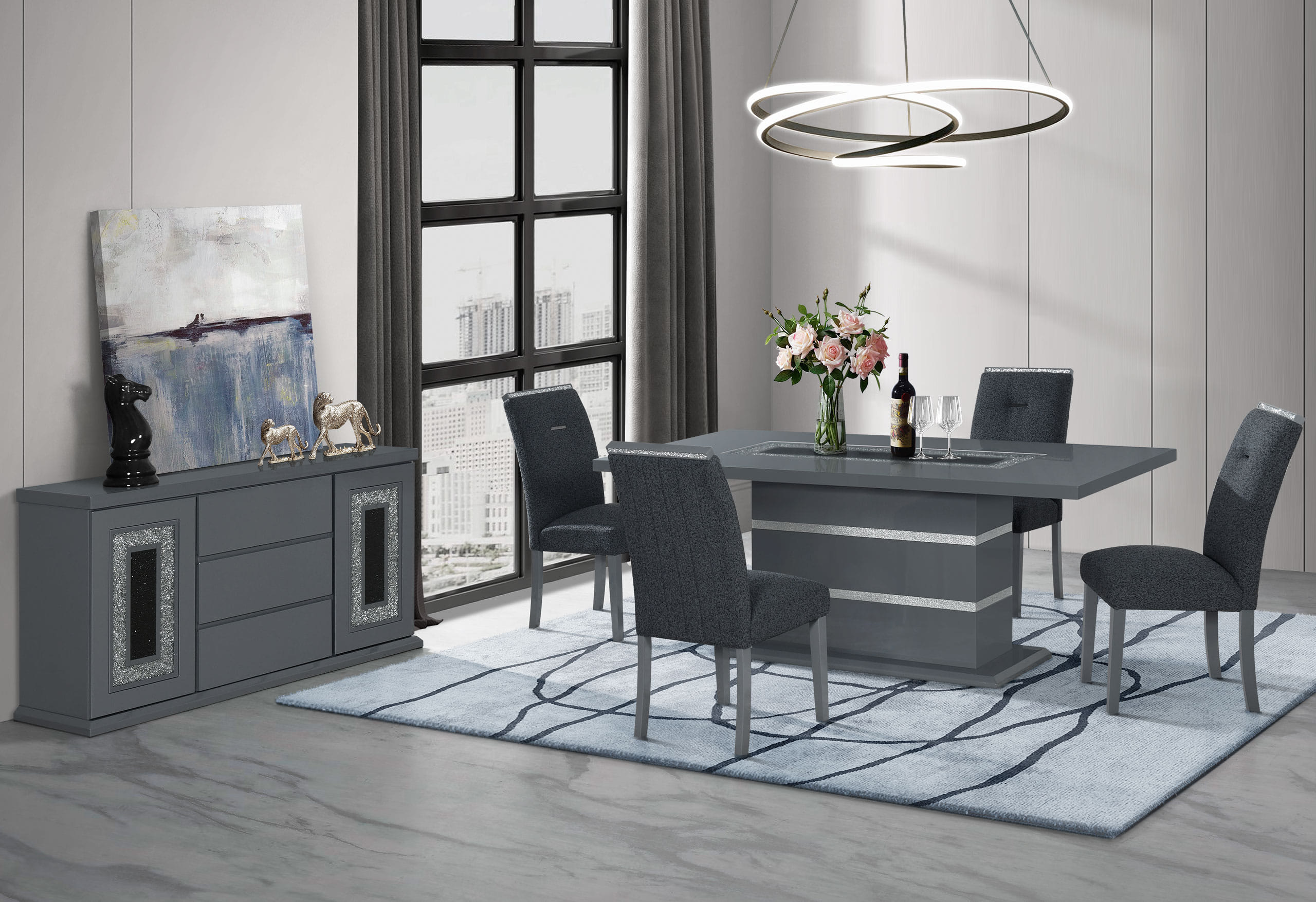 Monaco 5 Pc Dining Set in Dark Gray