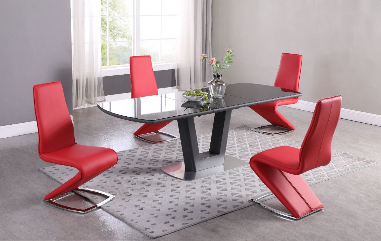 Suri 5 Pc Dining Set in Black and Red