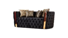 Naomi Tufted Loveseat in Black Velvet