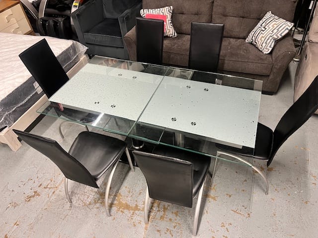 Glass Drop Table and 6 Chairs Set