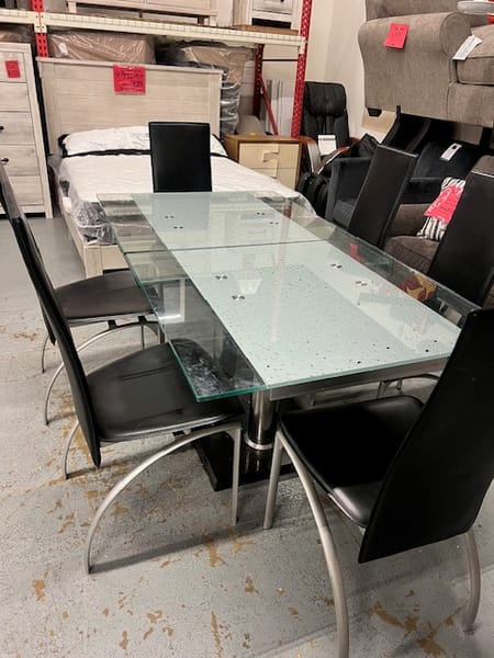 Glass Drop Table and 6 Chairs Set