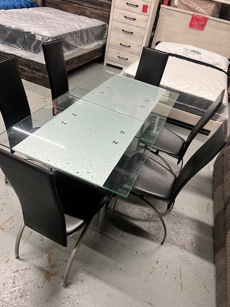 Glass Drop Table and 6 Chairs Set