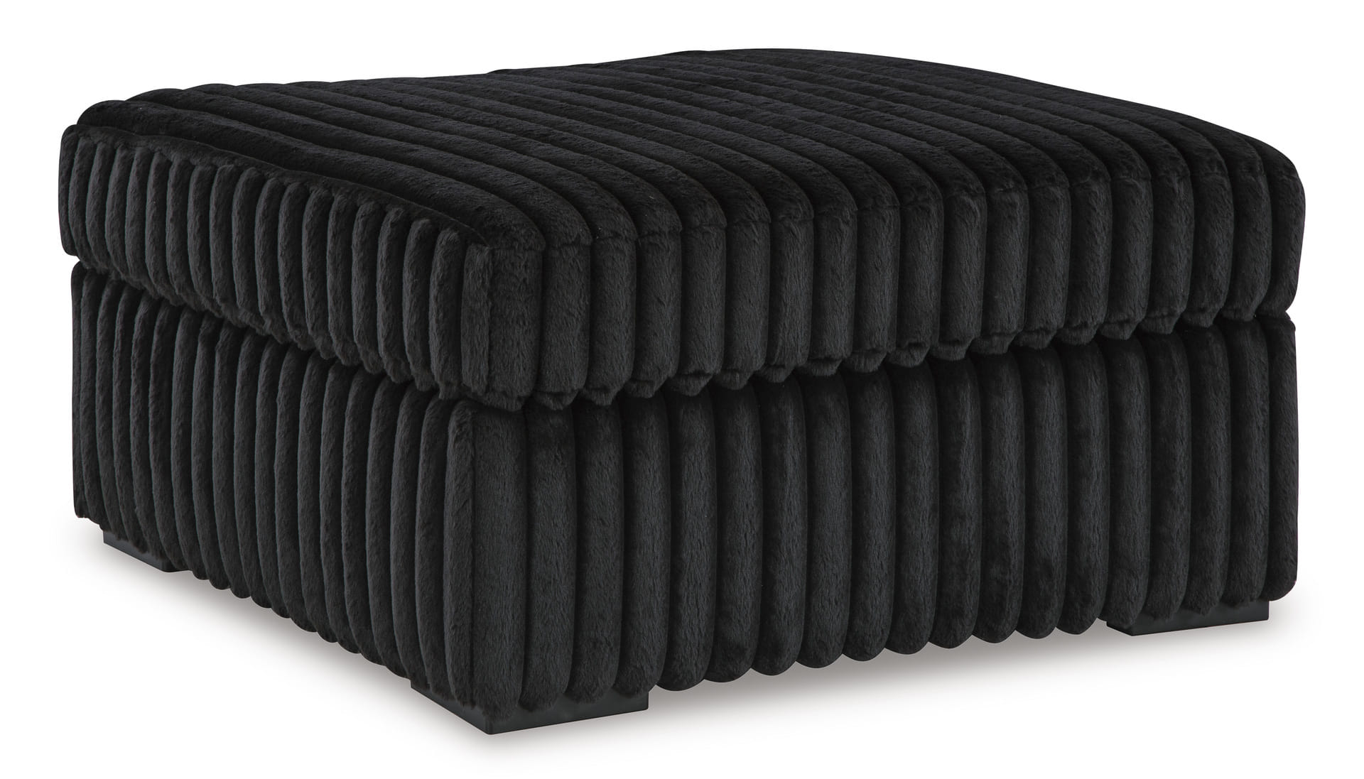 FURRY OTTOMAN IN BLACK