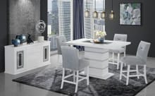 MONACO WHITE RECTANGULAR BAR TABLE WITH 4 BAR STOOLS