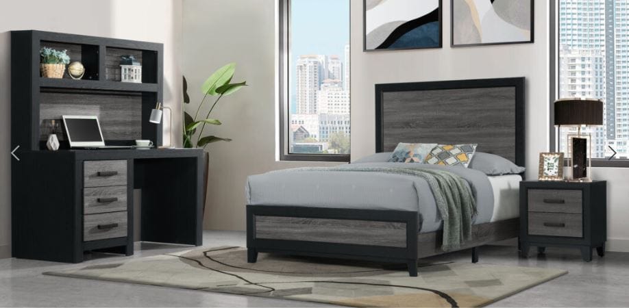 LISBON GREY/BLACK TWIN BED, DESK