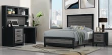 LISBON GREY/BLACK TWIN BED, DESK