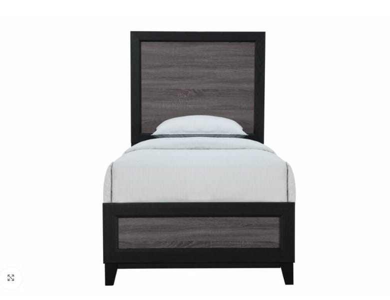 LISBON GREY/BLACK TWIN BED, DESK