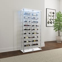 Glass Wine Storage LED Curio Cabinet Chrome