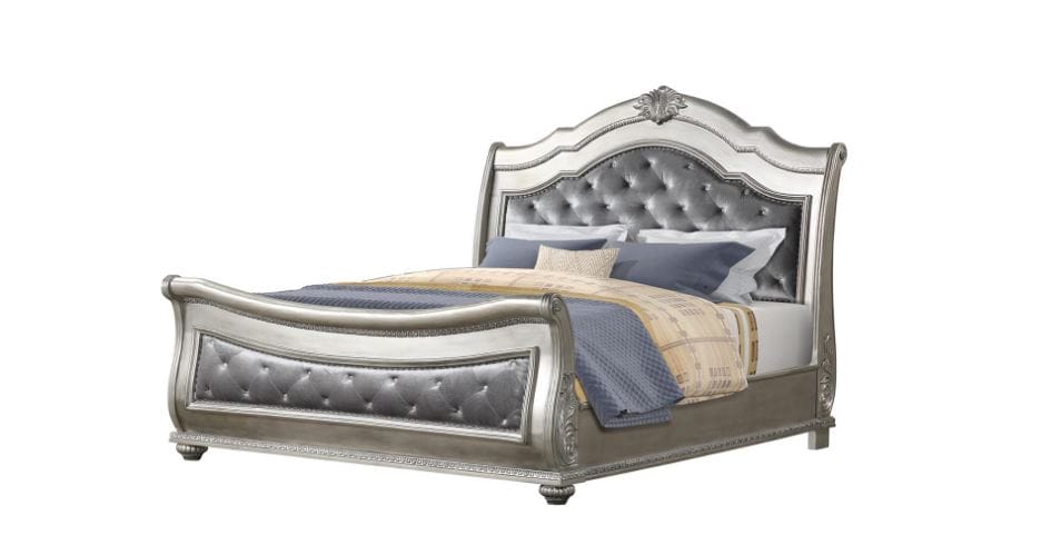 Cleveland Queen Bed in Silver