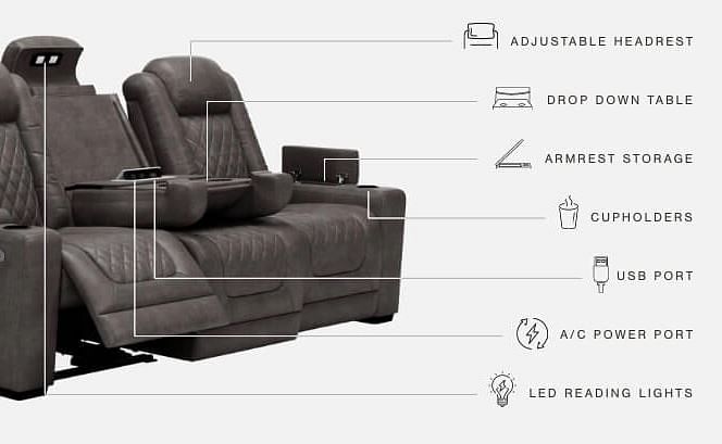 Hillmont Power Reclining Sofa and Loveseat with Power Headrest and Storage