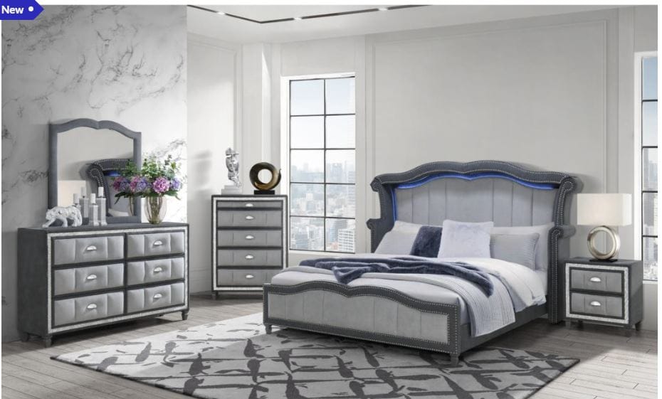 MODERN DARK GREY KING BED GROUP