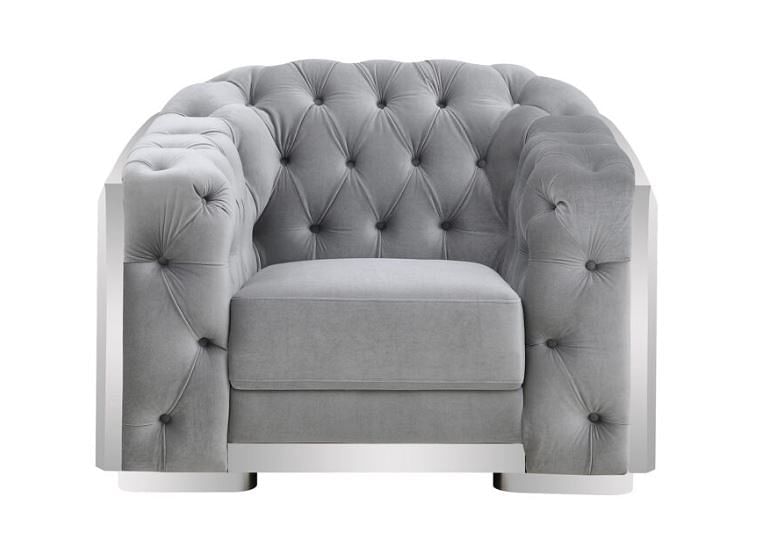 SILVER VELVET CHAIR