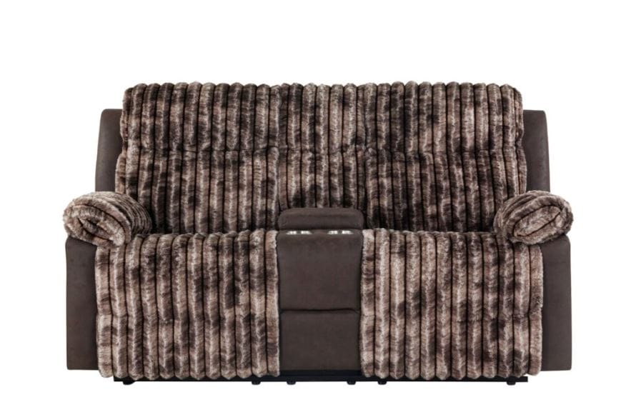 BROWN CONSOLE RECLINING LOVESEAT