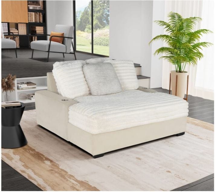 BEIGE LOUNGER SOFA WITH USB