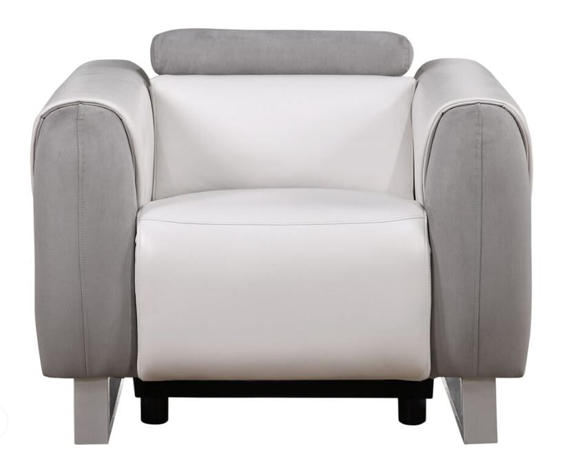 BLANCHE WHITE/GREY POWER RECLINER