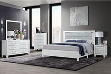 SYLVIA WHITE QUEEN BED GROUP WITH LED