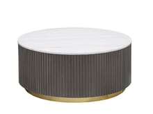 Jason Round Marble Top Coffee Table White and Charcoal