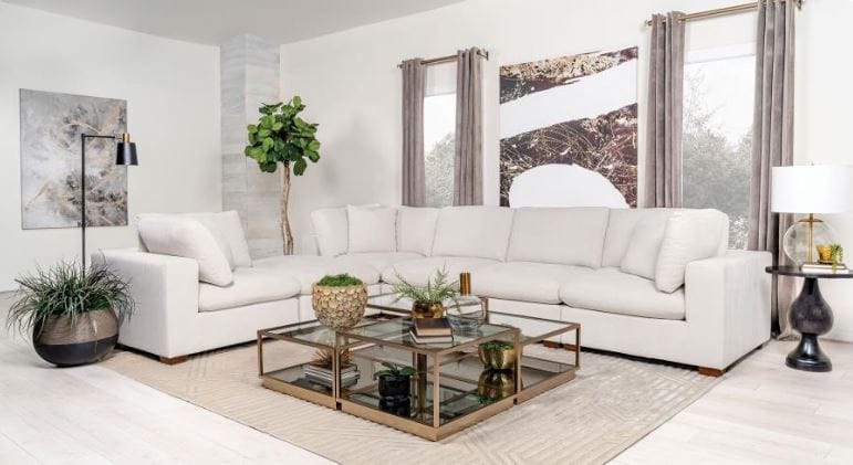 Lakeview 5-piece Upholstered Modular Sectional Sofa Ivory
