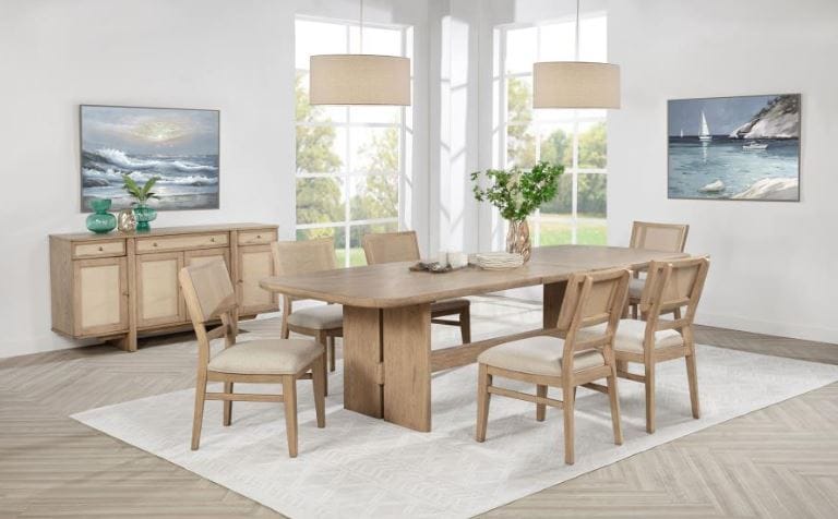 Kailani 7-piece Rectangular Wood Dining Table Set Beige Oak